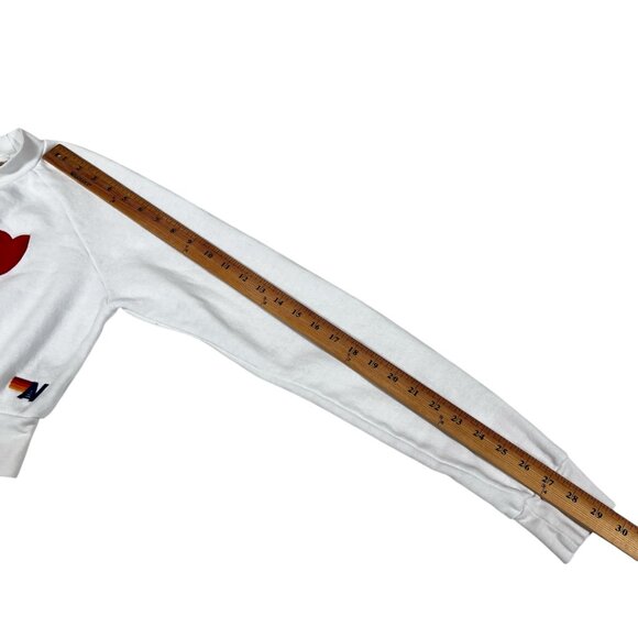 Aviator Nation White Crop Sweatshirt with Red Heart - Picture 15 of 15